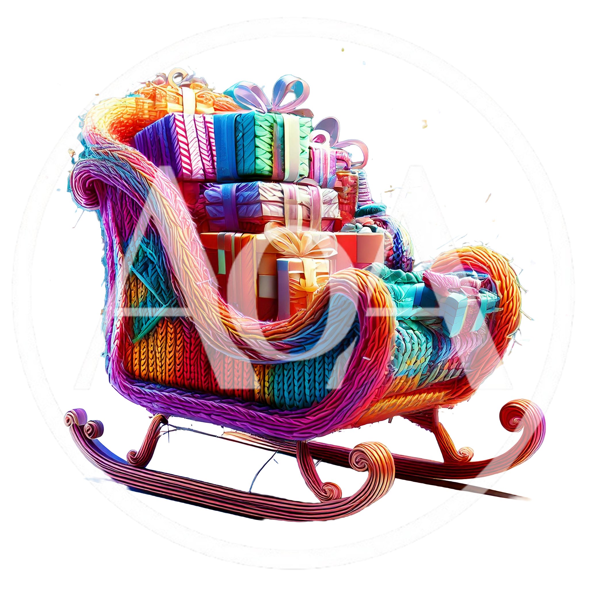 Colorful Knitted Santa Sleigh With Christmas Gifts