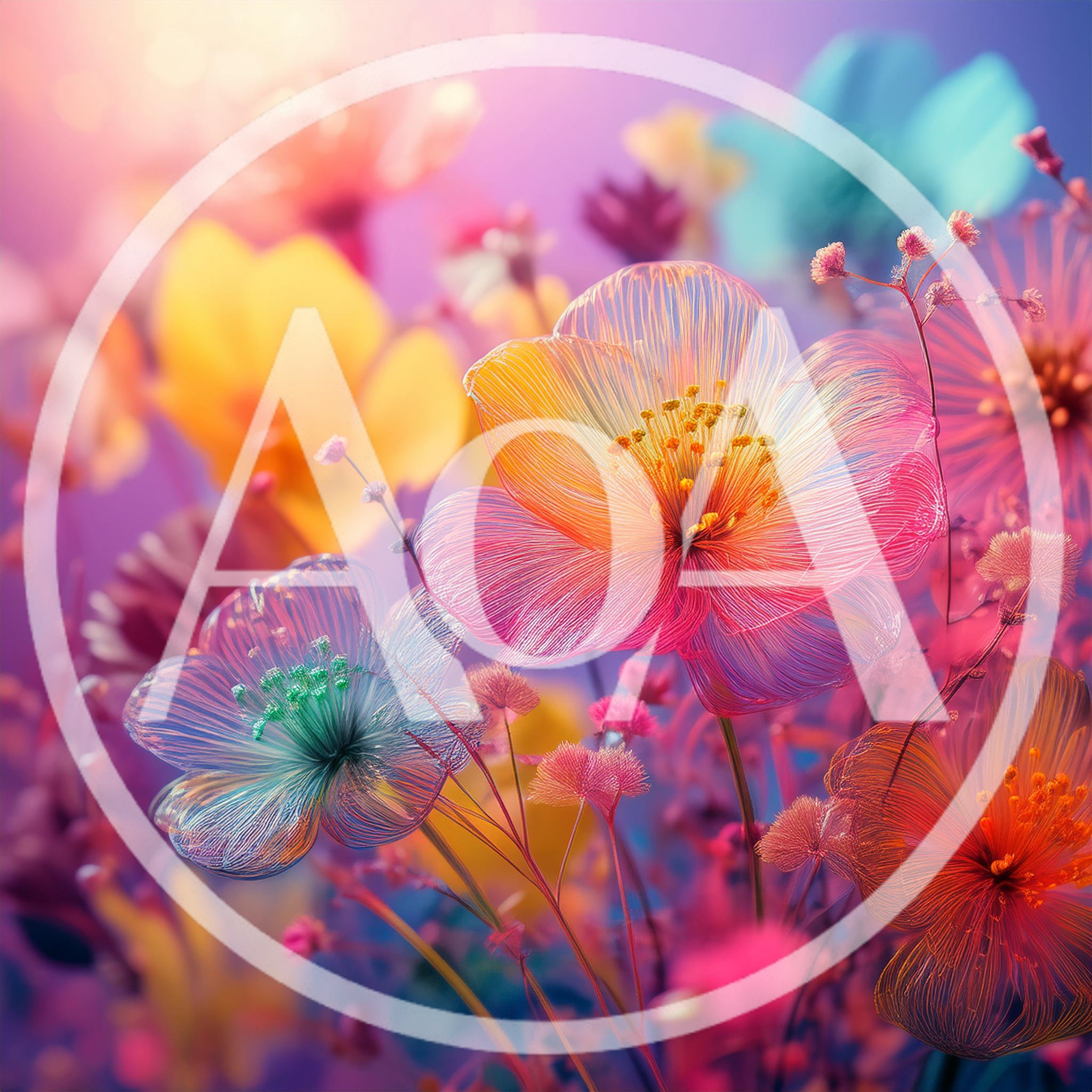 Abstract Digital Art Of Translucent Multicolored Flowers