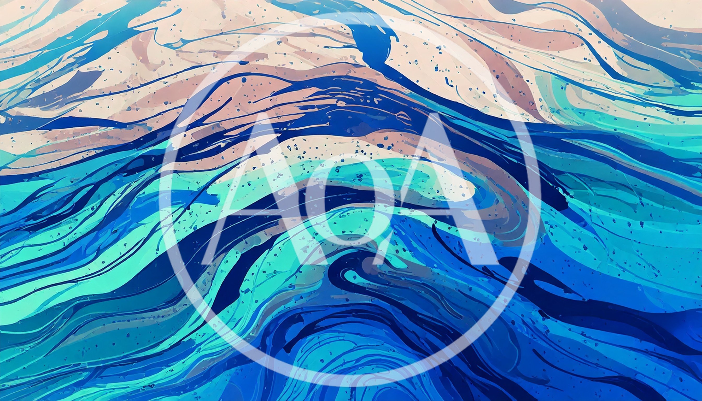 Abstract Fluid Art With Swirling Blue And Turquoise Waves