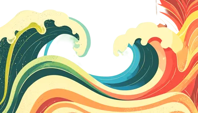 Abstract Japanese Style Wave Illustration