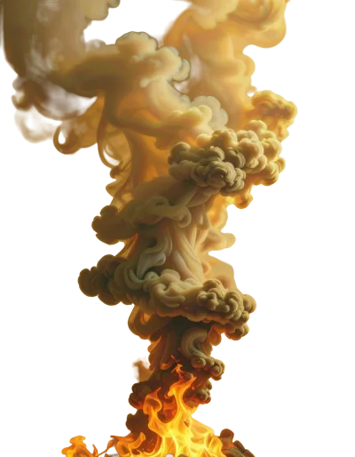 Golden Smoke Rising From A Bright Fire