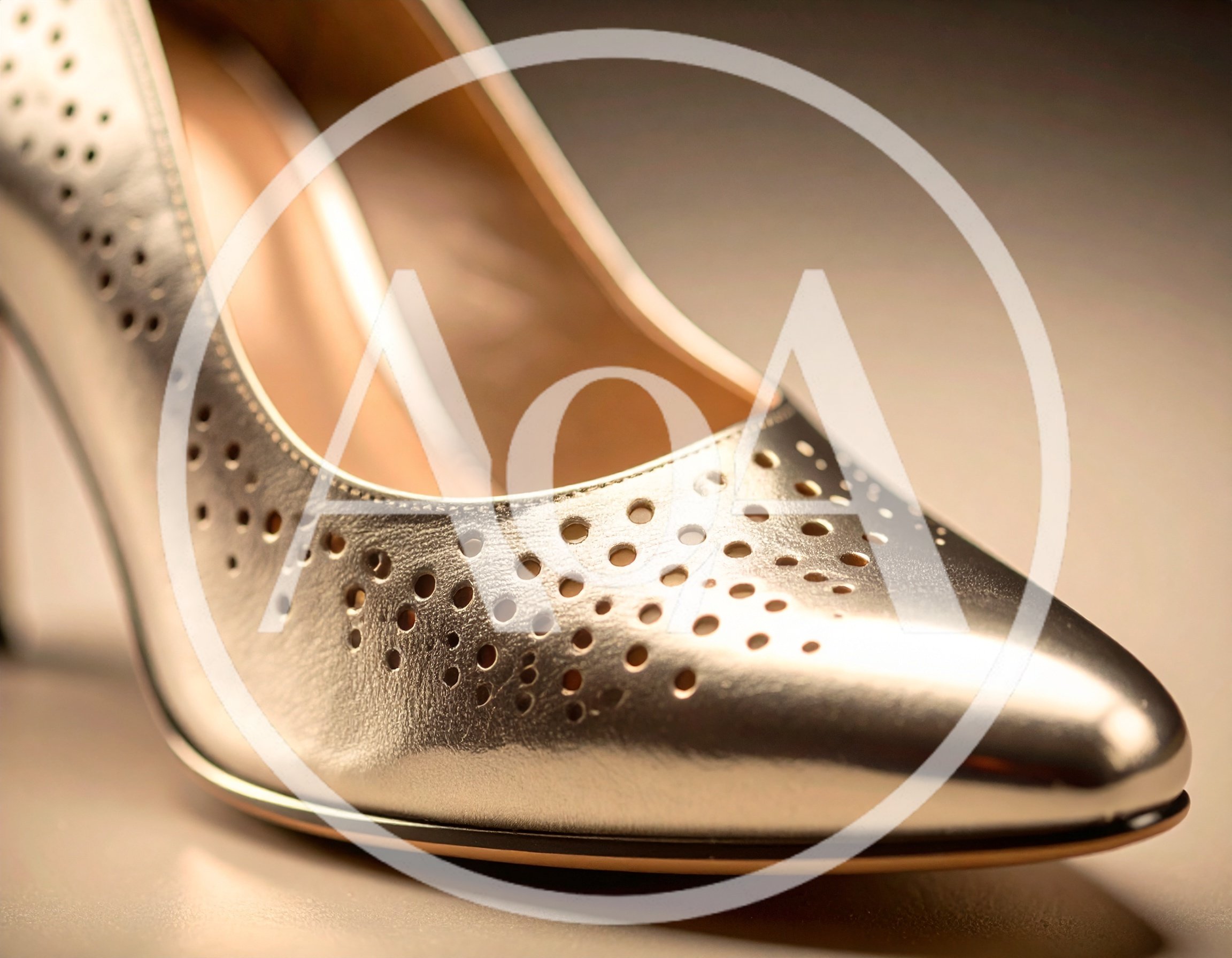 Close Up Of A Metallic Gold Stiletto Pump
