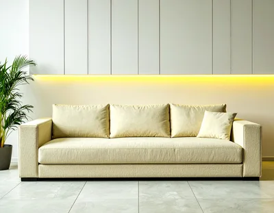 Modern Minimalist Living Room With Beige Sofa