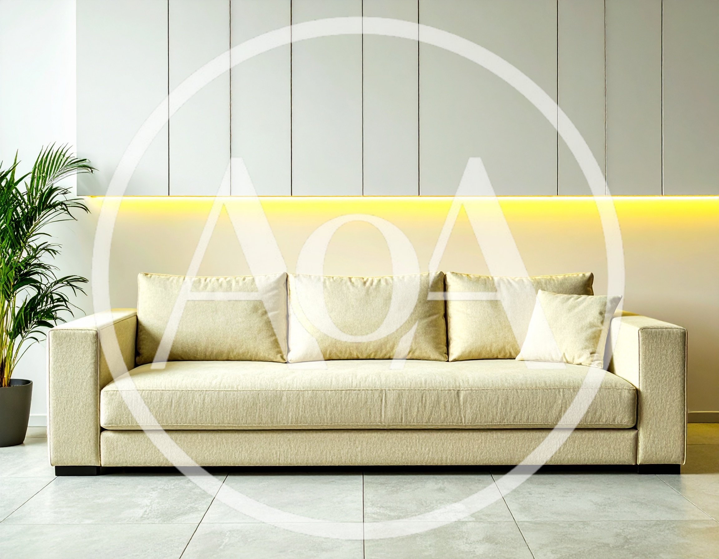 Modern Minimalist Living Room With Beige Sofa