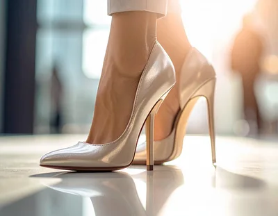Close Up Of Woman Wearing Elegant High Heels
