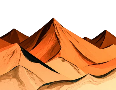 Stylized Illustration Of Desert Sand Dunes And Mountains