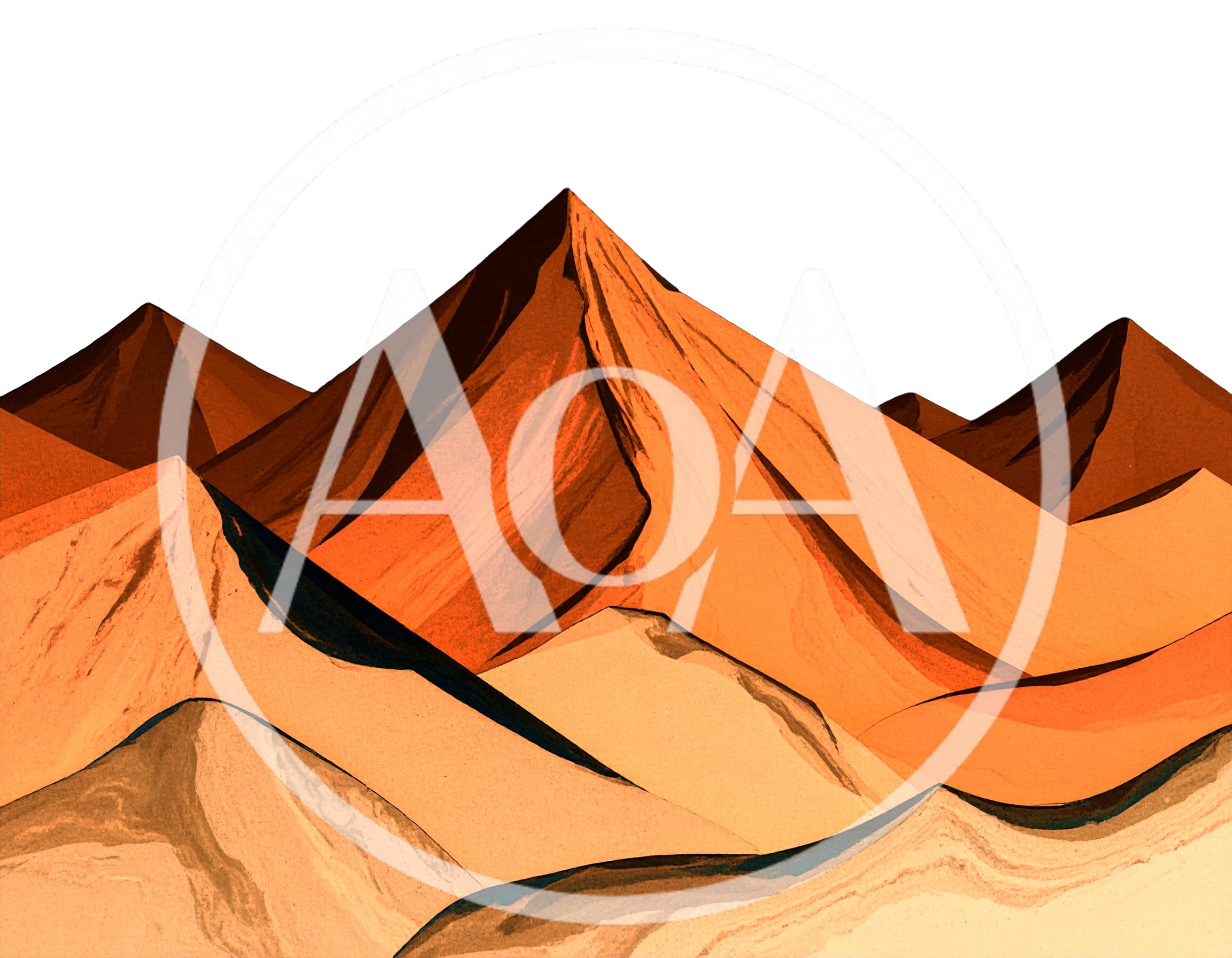 Stylized Illustration Of Desert Sand Dunes And Mountains