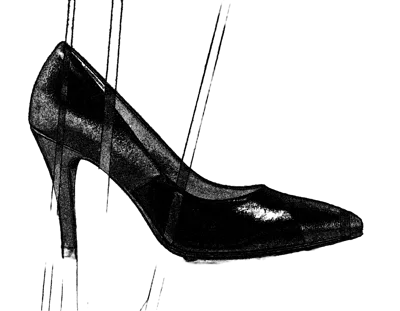 Black High Heel Shoe Sketch Illustration