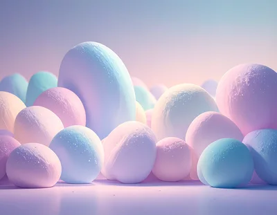 Abstract Pastel Spheres In Soft Dreamy Lighting