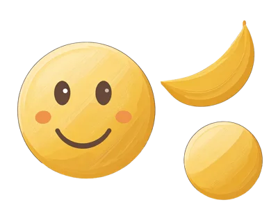 Cute Smiley Face With Banana And Yellow Circle
