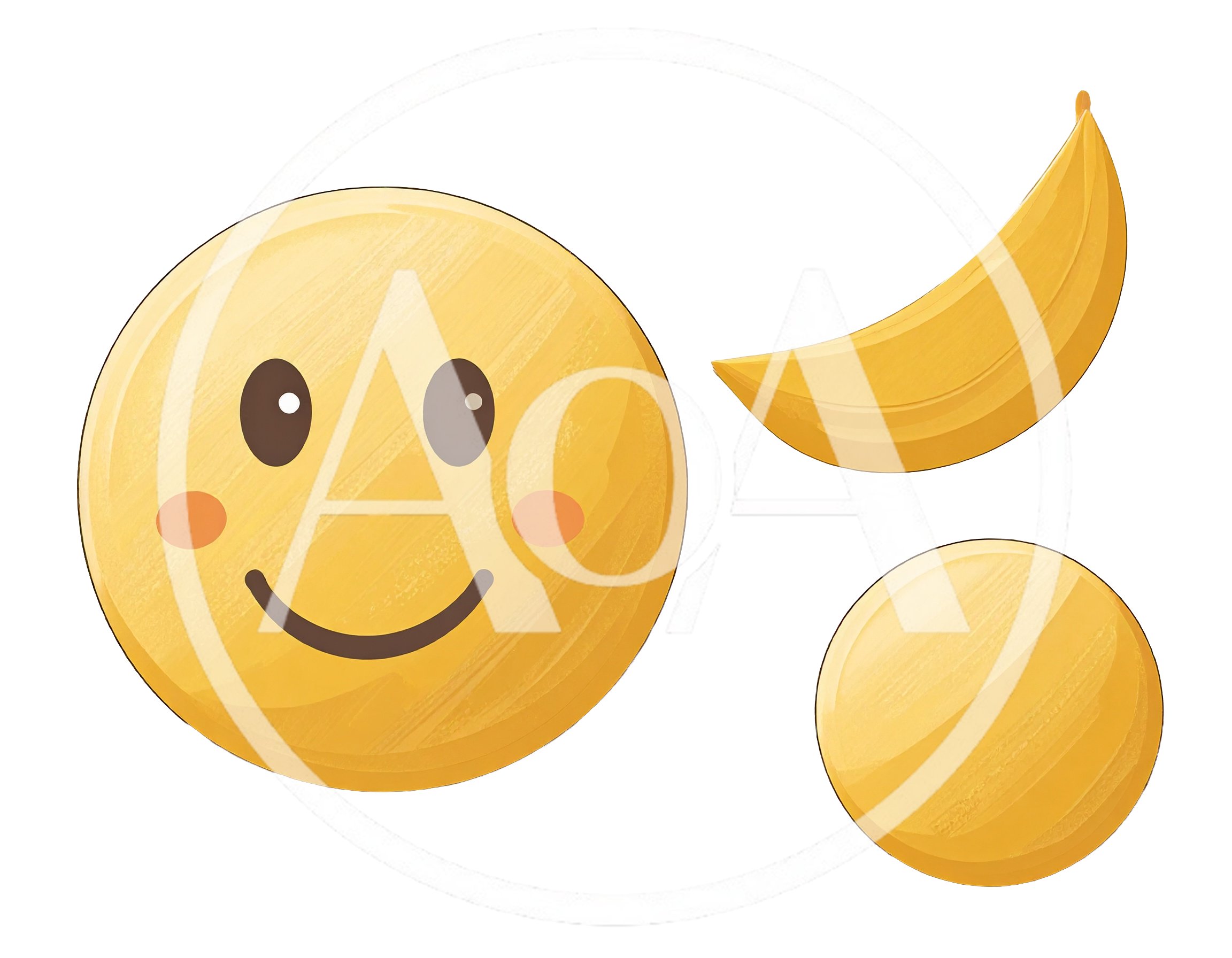 Cute Smiley Face With Banana And Yellow Circle