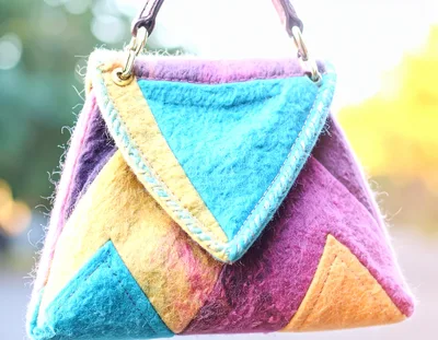 Handmade Felted Wool Patchwork Handbag