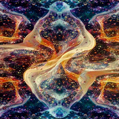 Abstract Cosmic Nebula Swirls With Golden Light