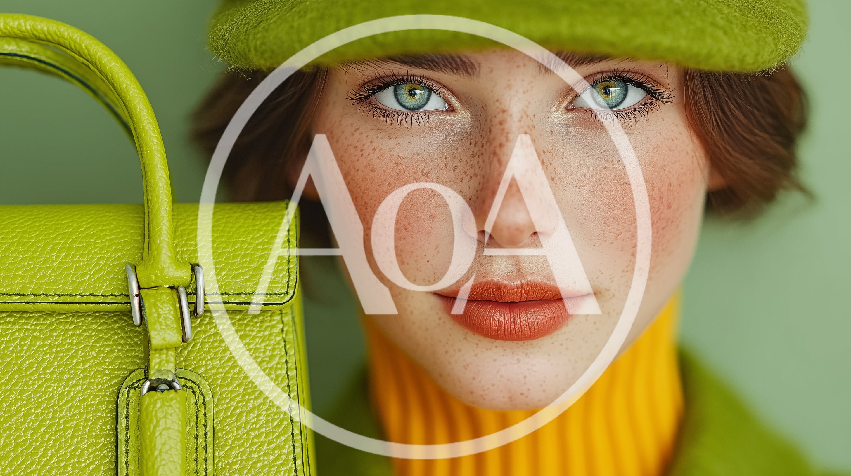 Portrait Of A Young Woman With Freckles And Green Hat