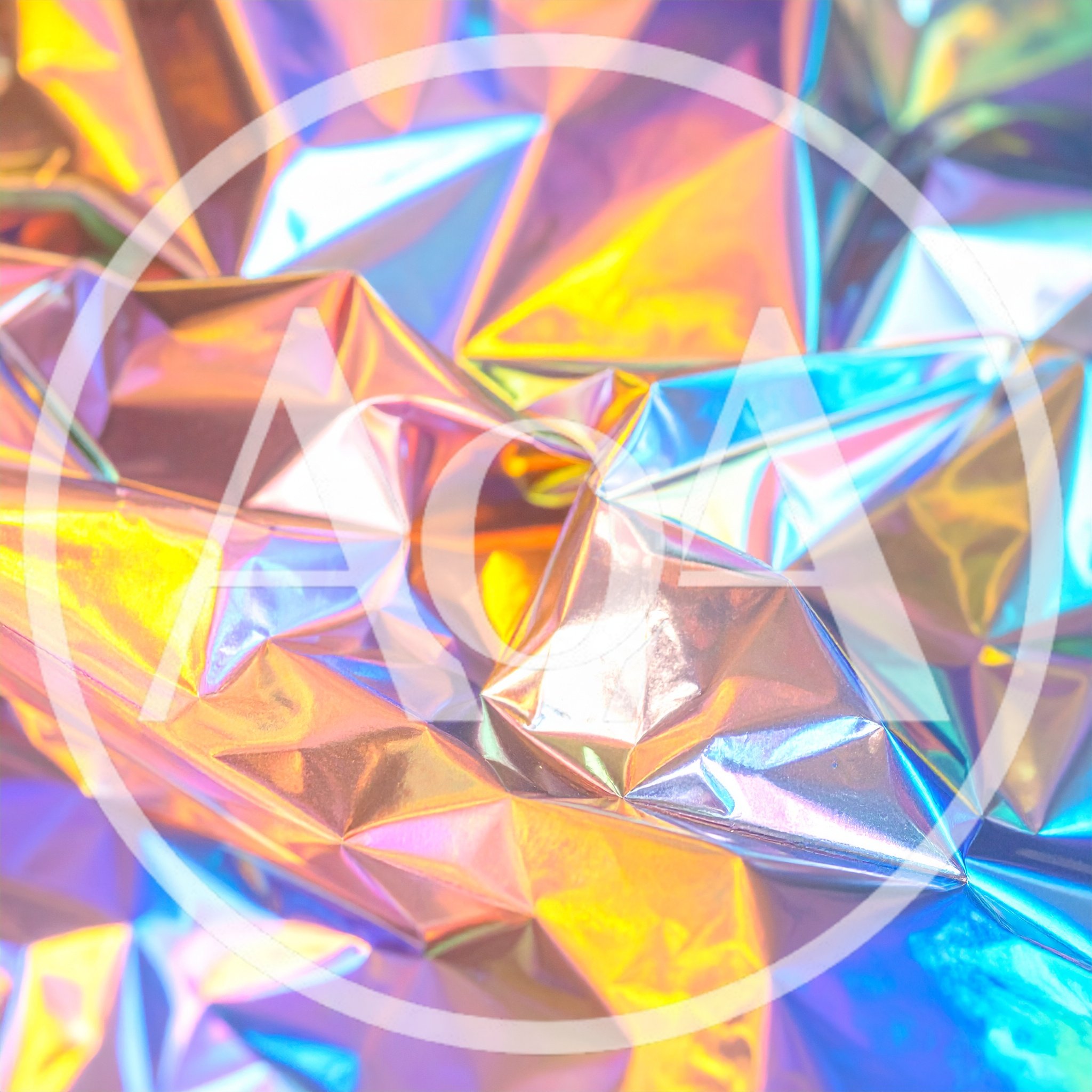 Abstract Holographic Foil Texture With Iridescent Light Reflections