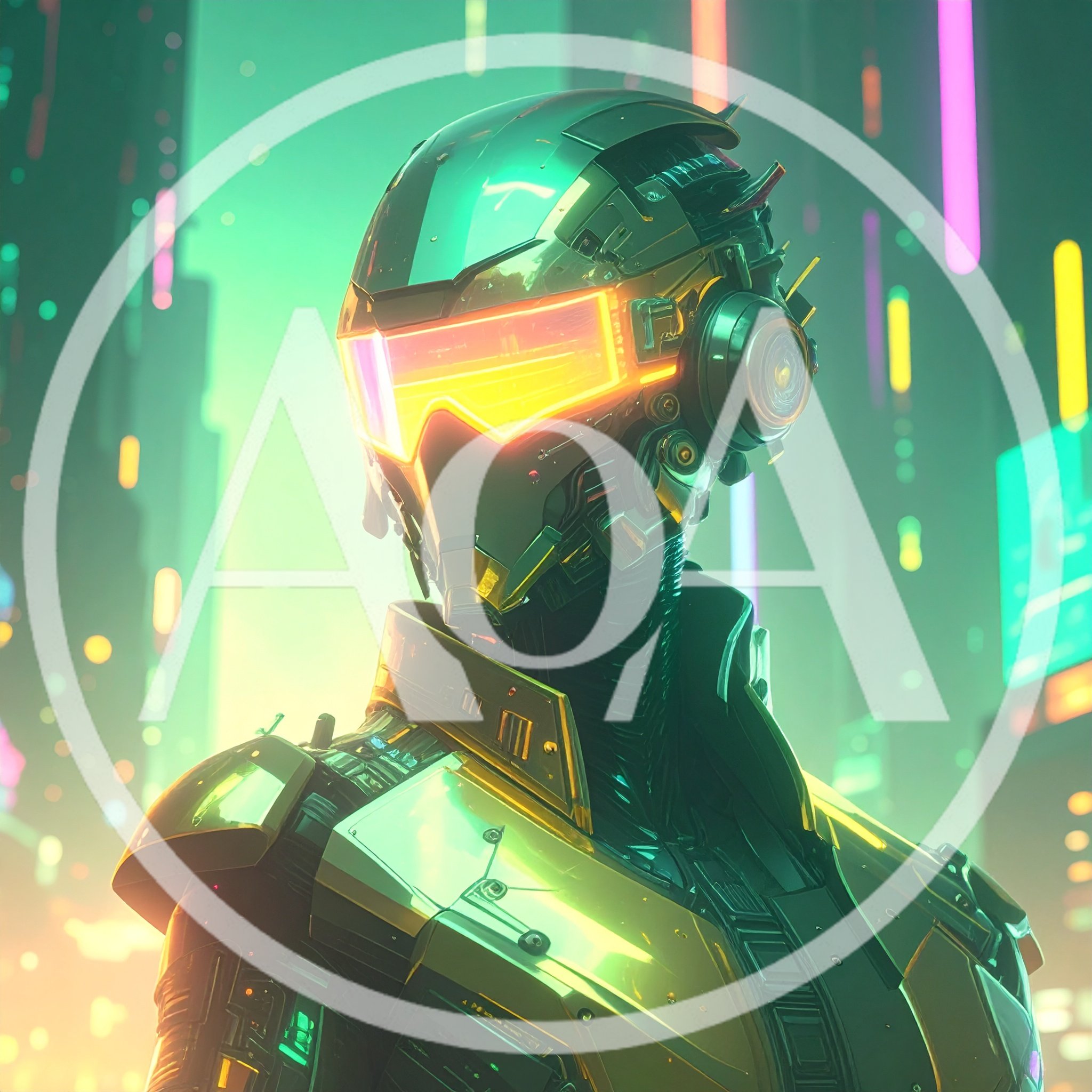 Cybernetic Android Character In Futuristic Neon City