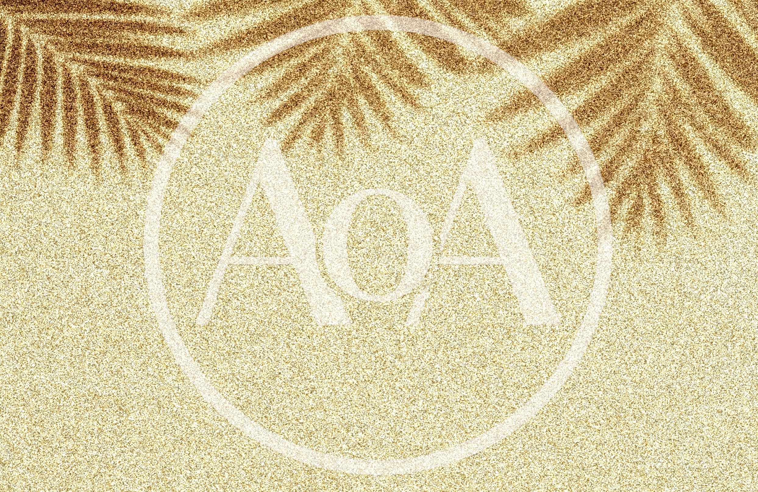 Golden Glitter Background With Palm Leaf Shadows