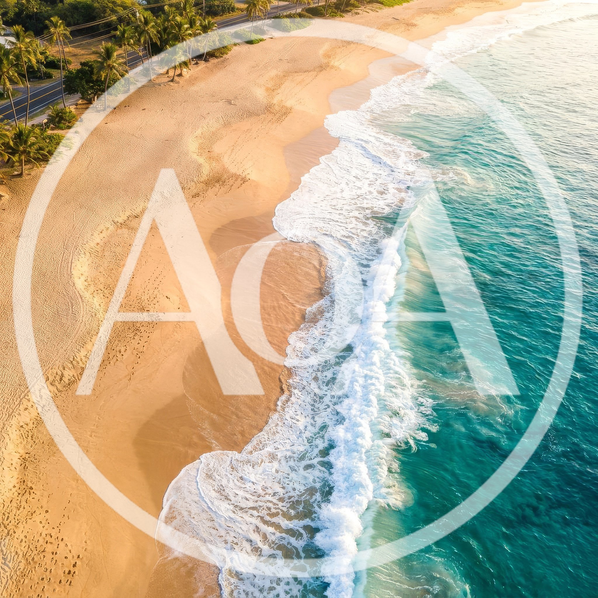 Aerial View Of Tropical Beach With Turquoise Waves
