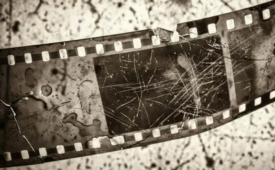 Damaged Vintage Film Strip With Scratches And Stains