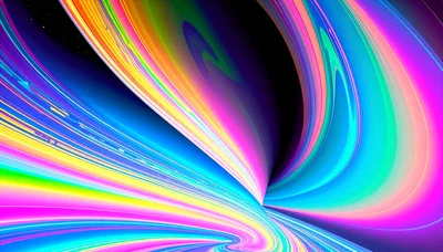 Abstract Neon Light Trails In Cosmic Space