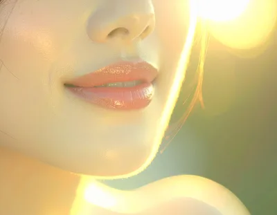 Close Up Of A Woman Smiling In Golden Hour Sunlight