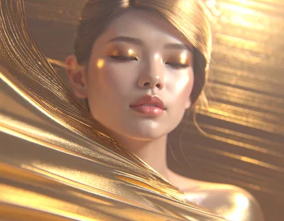 Portrait Of A Woman With Golden Fabric