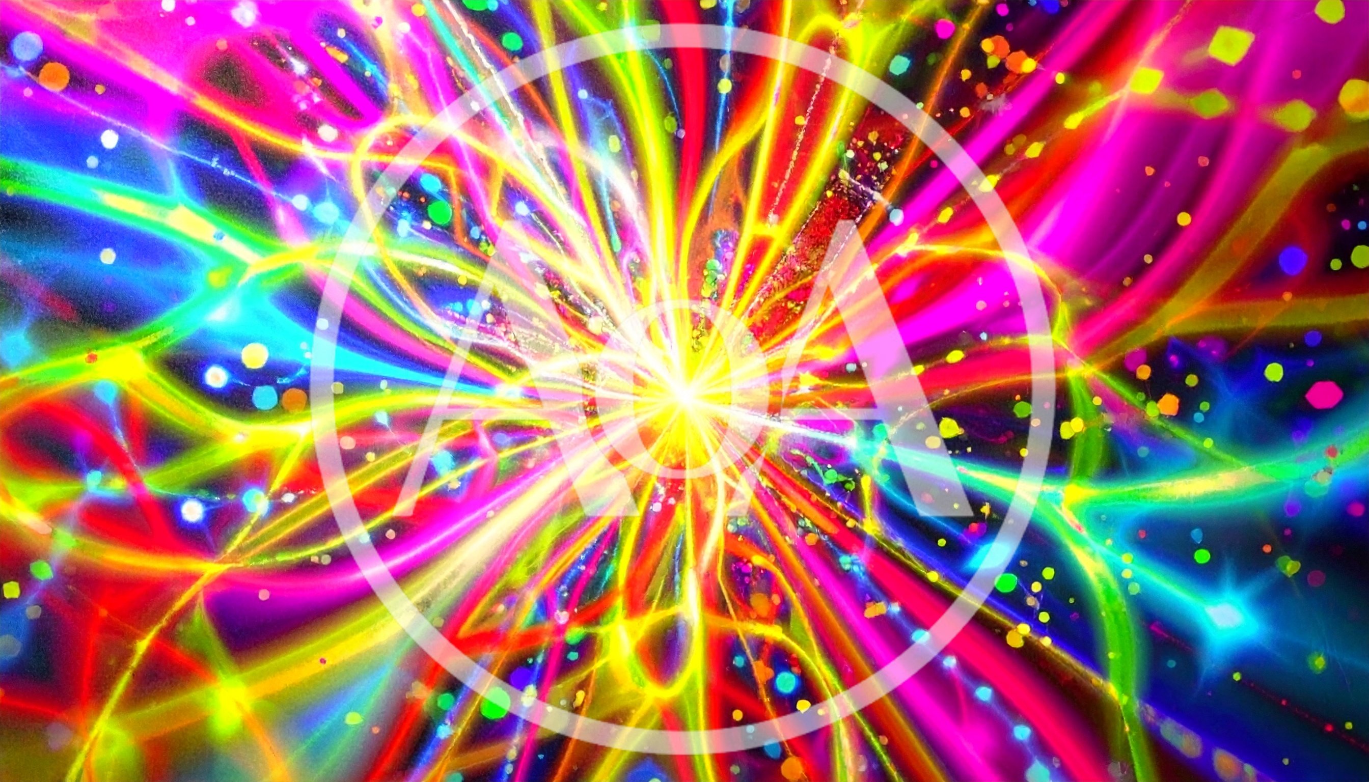 Abstract Neon Light Trails Bursting From Center