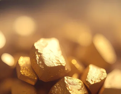 Macro Close Up Of Shiny Gold Nuggets