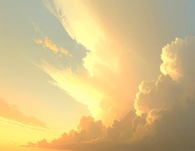 Golden Hour Clouds With Radiant Sunbeams