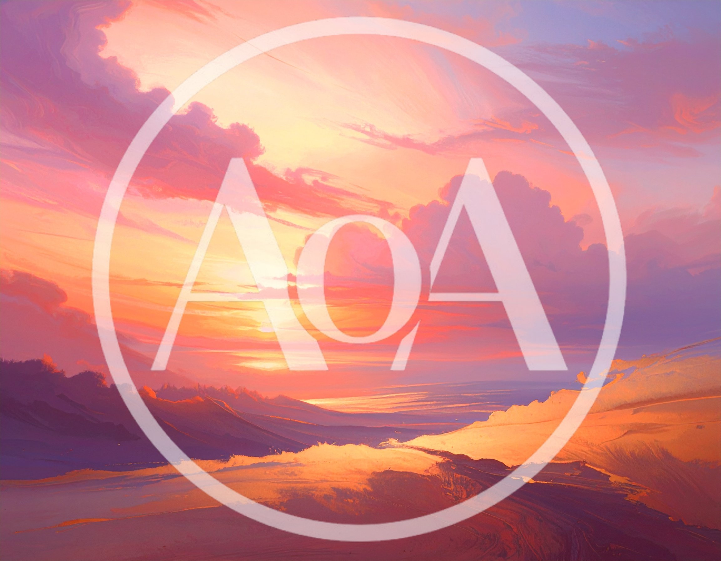 Digital Painting Of A Vibrant Sunset Over Rolling Hills