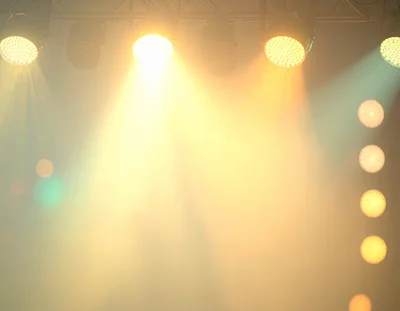 Stage Lighting Rig With Bright Beams And Haze
