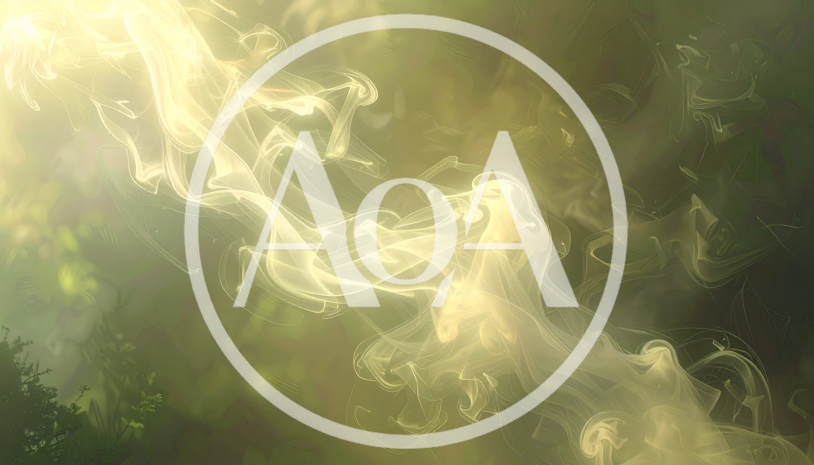 Abstract Golden Smoke Swirls In Green Light