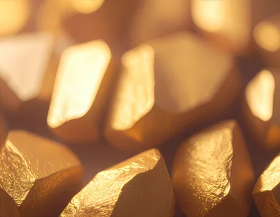 Macro Close Up Of Shiny Gold Nuggets