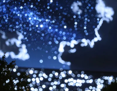Abstract Bokeh Lights Against Dark Night Sky