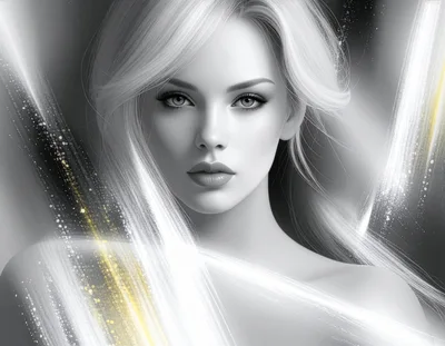 Portrait Of A Beautiful Woman With Abstract Light Streaks