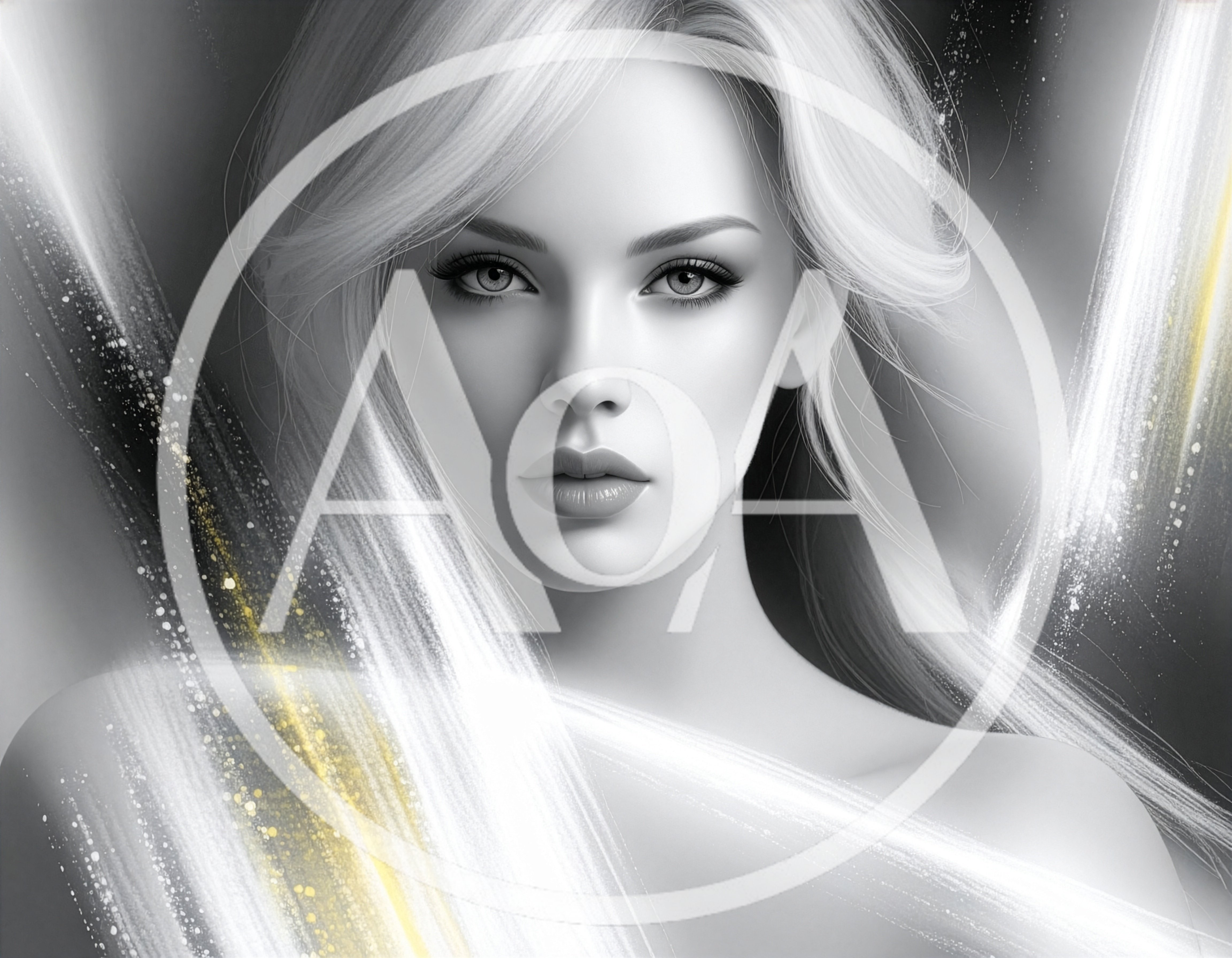 Portrait Of A Beautiful Woman With Abstract Light Streaks