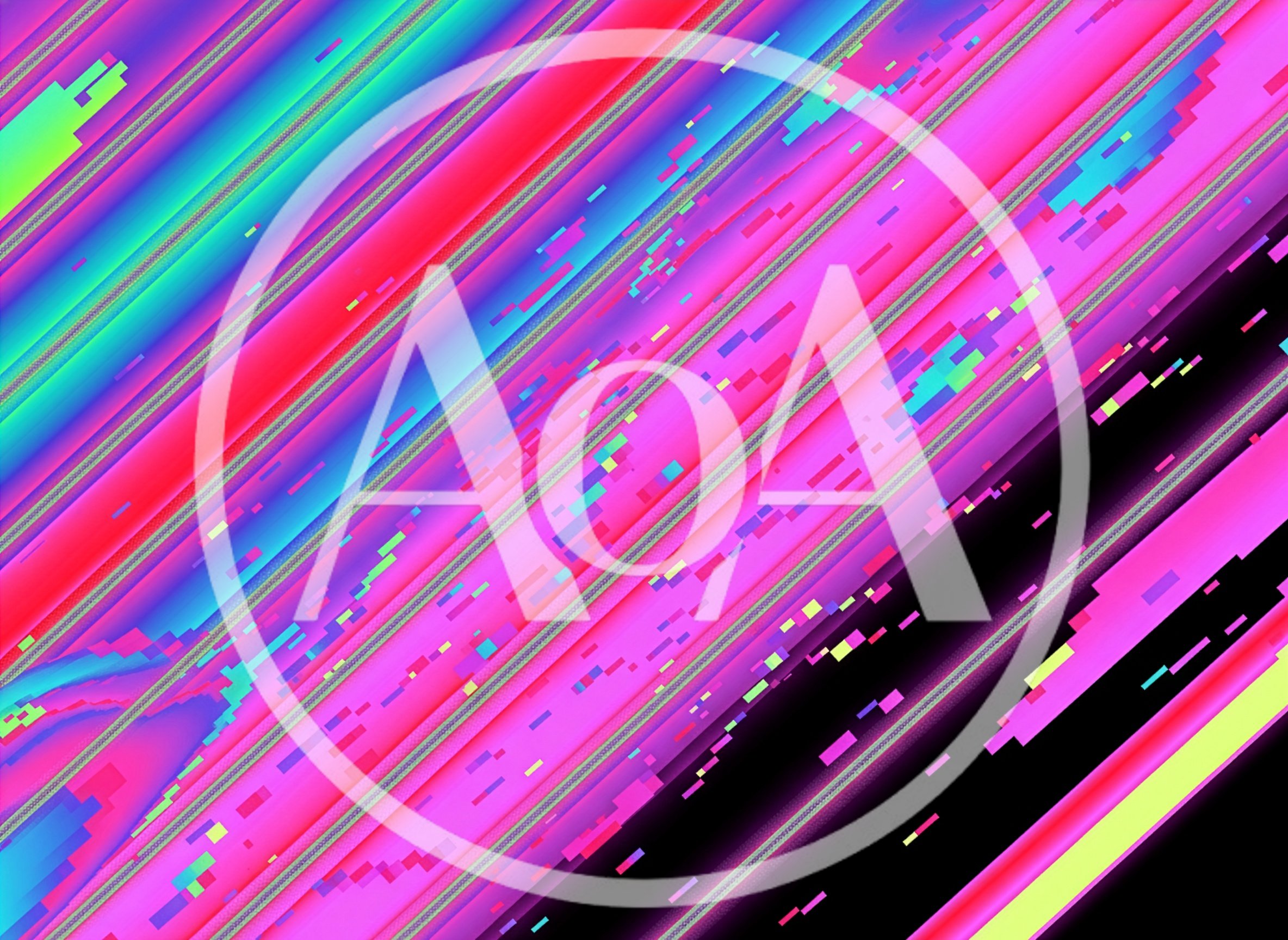 Abstract Digital Glitch Background With Diagonal Colorful Streaks