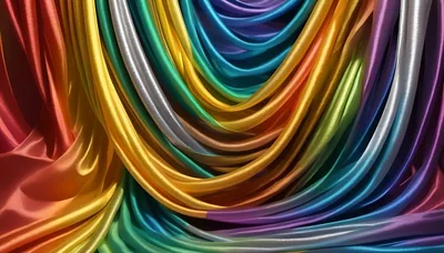 Abstract Background Of Flowing Multicolored Satin Fabric