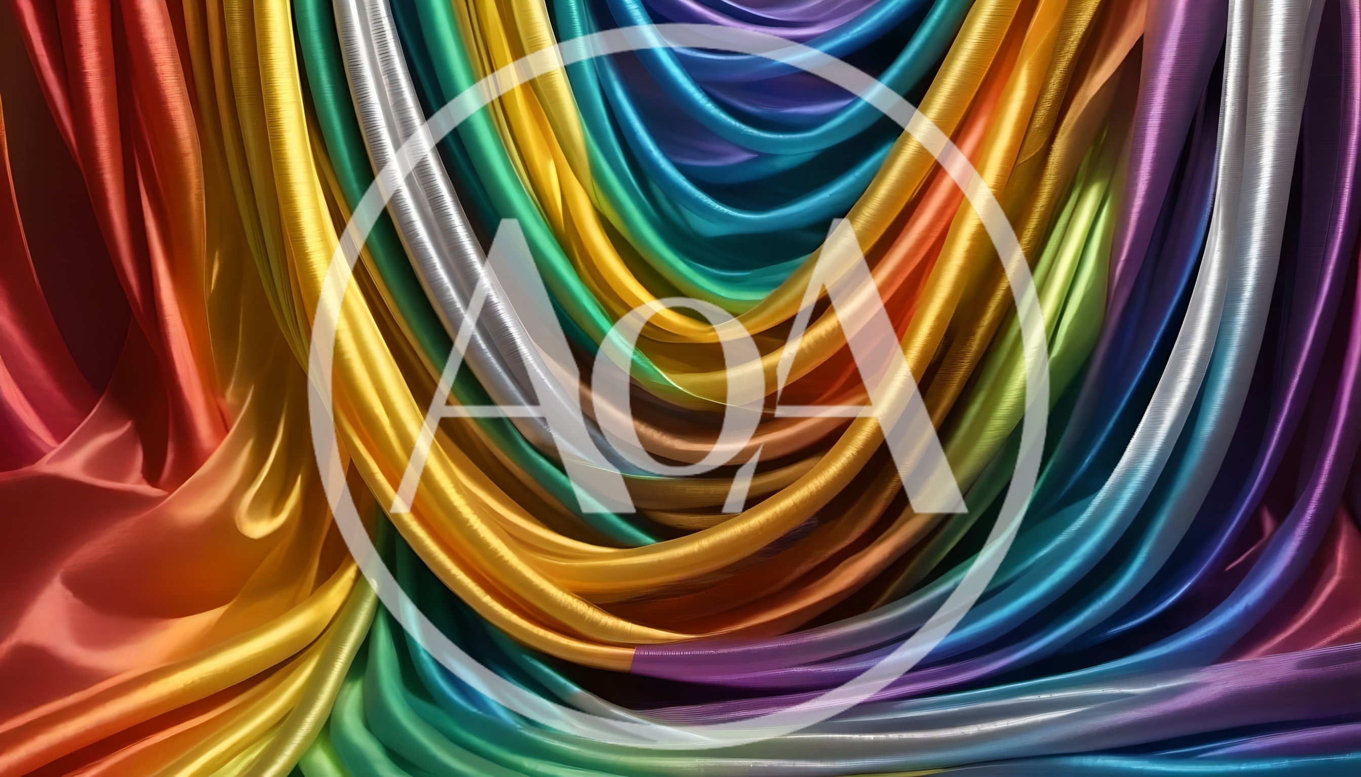 Abstract Background Of Flowing Multicolored Satin Fabric
