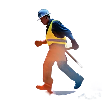 Construction Worker Walking With Tool In Hand