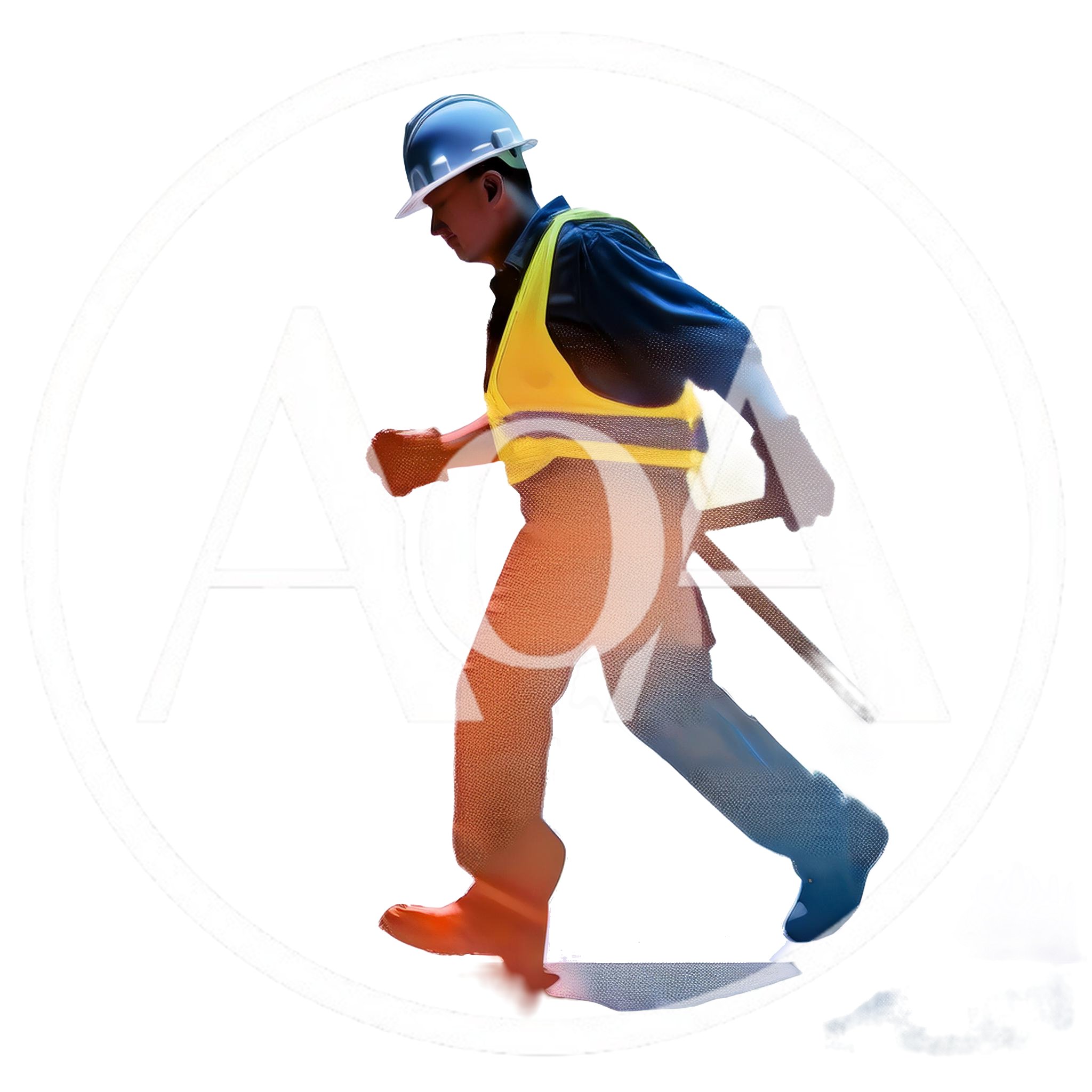 Construction Worker Walking With Tool In Hand