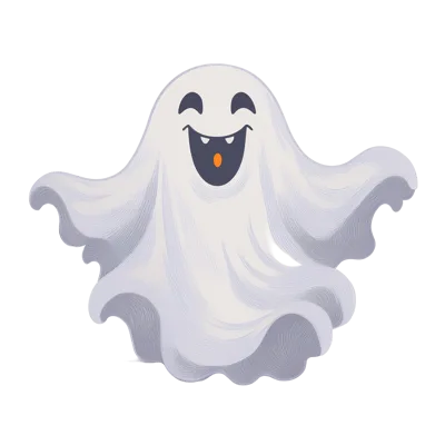 Cute Cartoon Ghost Character Floating With Happy Expression