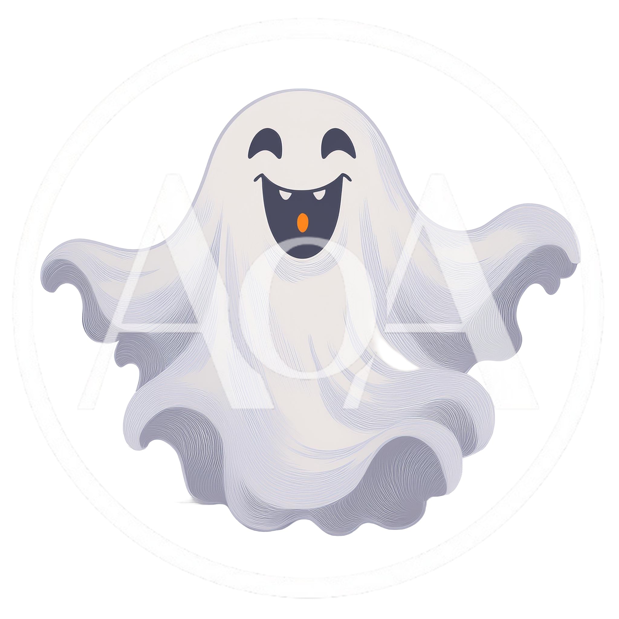 Cute Cartoon Ghost Character Floating With Happy Expression