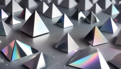 Abstract Metallic Pyramids On A Reflective Surface