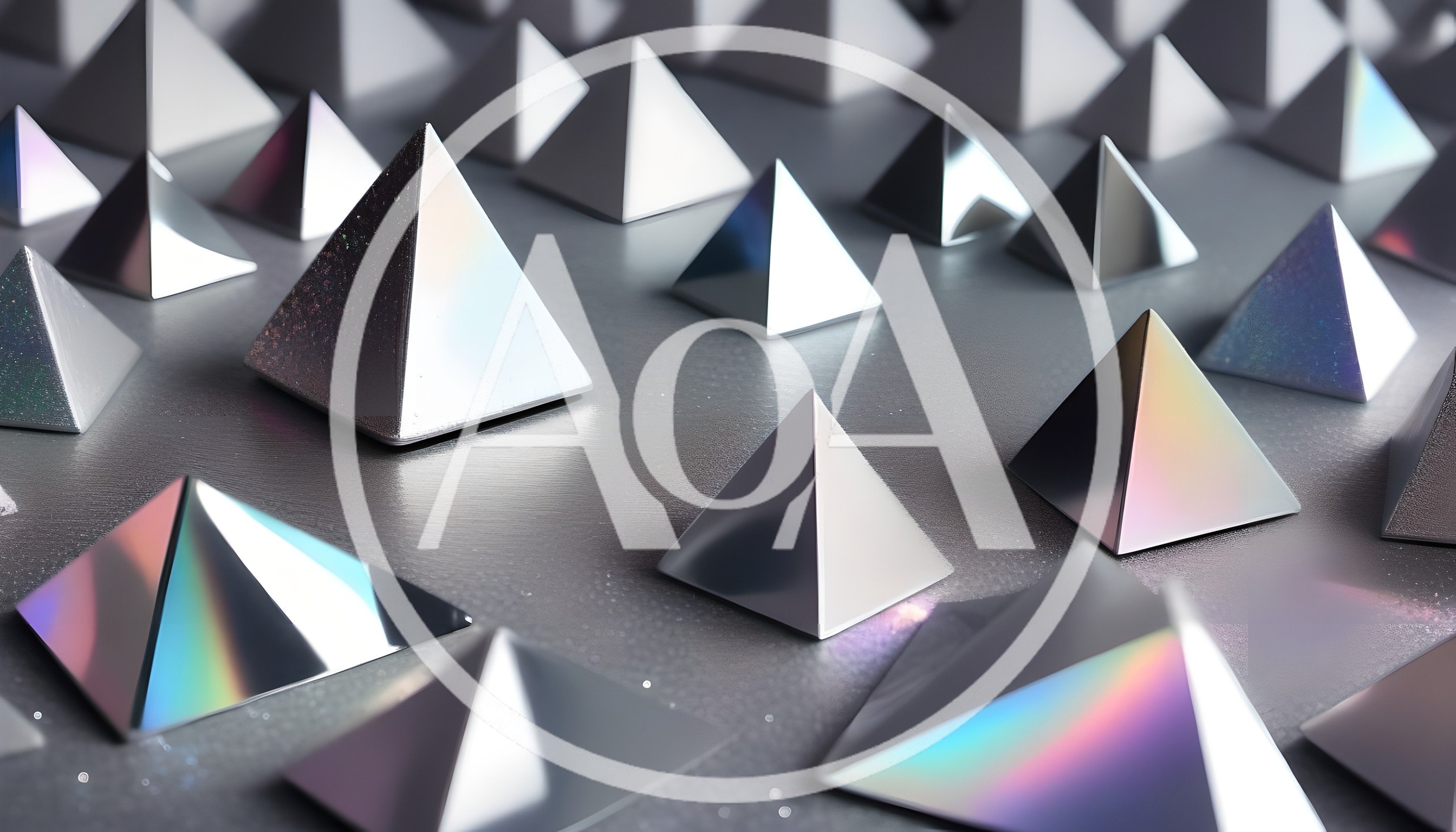 Abstract Metallic Pyramids On A Reflective Surface