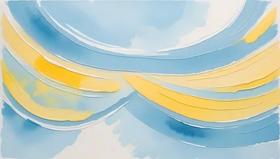Abstract Oil Painting With Blue And Yellow Swirls