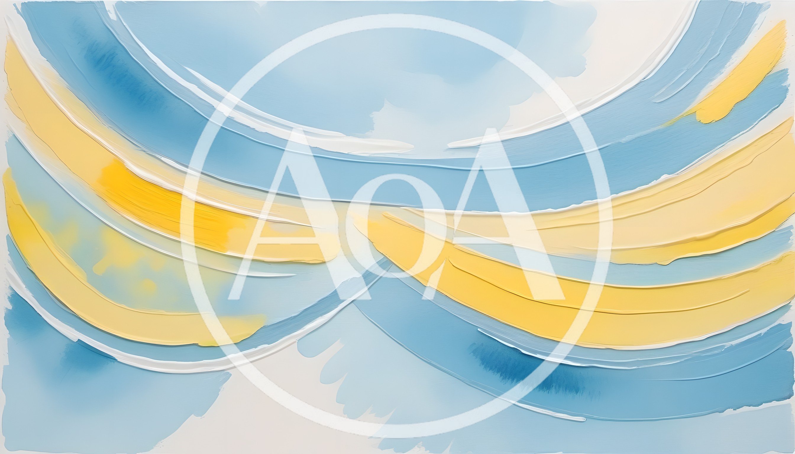 Abstract Oil Painting With Blue And Yellow Swirls
