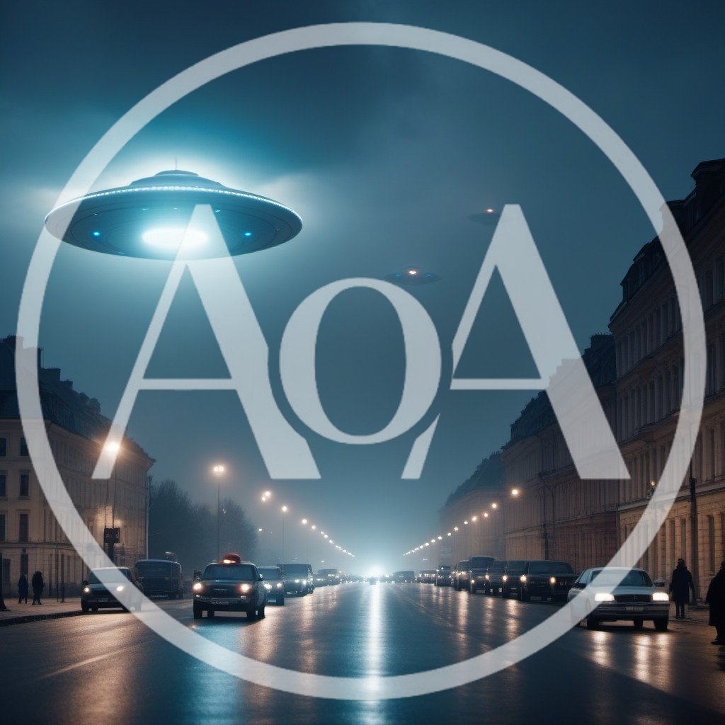UFOs Hovering Over A Dark City Street At Night