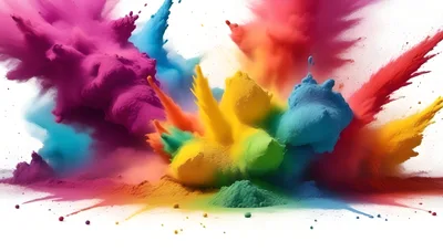 Vibrant Multi-Colored Holi Powder Explosion