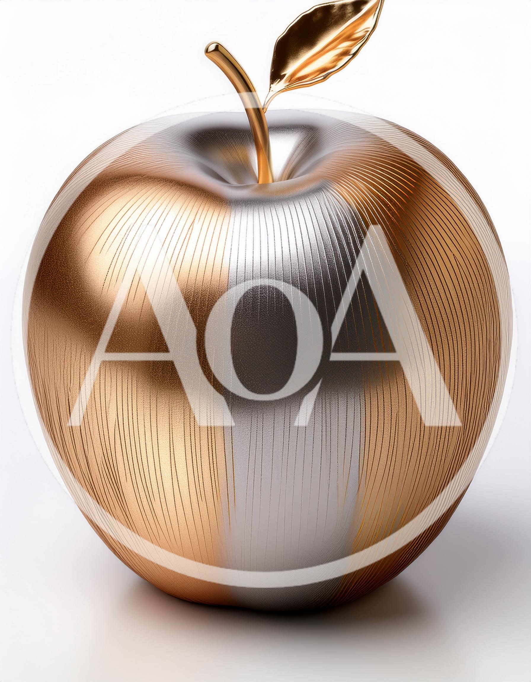 Metallic Gold and Silver Apple Sculpture